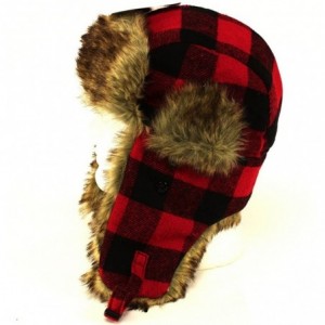 Skullies & Beanies Trooper Ear Flap Cap w/Faux Fur Lining Hat - Buffalo Plaid - CZ113S2OSUR $15.20