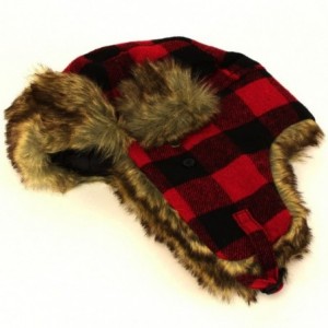 Skullies & Beanies Trooper Ear Flap Cap w/Faux Fur Lining Hat - Buffalo Plaid - CZ113S2OSUR $15.20