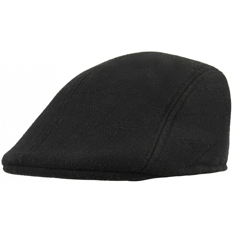 Baseball Caps Classic Herringbone Newsboy Hunting Headwear - Black - CF12NDYIZLH $12.63