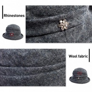 Bucket Hats Women Winter Wool Bucket Hat 1920s Vintage Cloche Bowler Hat with Bow/Flower Accent - 16060dark Grey - CN18Y5DDIO...
