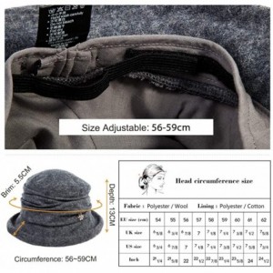 Bucket Hats Women Winter Wool Bucket Hat 1920s Vintage Cloche Bowler Hat with Bow/Flower Accent - 16060dark Grey - CN18Y5DDIO...