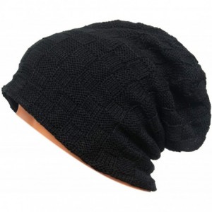 Skullies & Beanies Unisex Beanie Hat Slouchy Knit Cap Skullcap Square Rectangular 1030 - Black - CI128ZP58NH $7.84