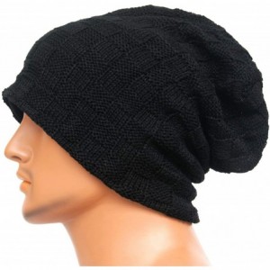 Skullies & Beanies Unisex Beanie Hat Slouchy Knit Cap Skullcap Square Rectangular 1030 - Black - CI128ZP58NH $7.84