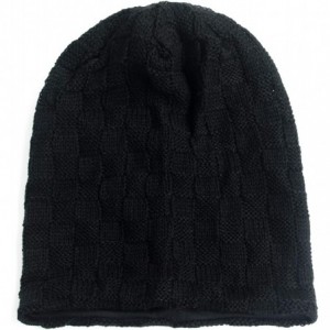 Skullies & Beanies Unisex Beanie Hat Slouchy Knit Cap Skullcap Square Rectangular 1030 - Black - CI128ZP58NH $7.84