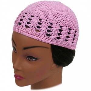 Skullies & Beanies Knit Kufi Hat - Koopy Cap - Crochet Beanie - Pink - C212COR3EXD $10.27