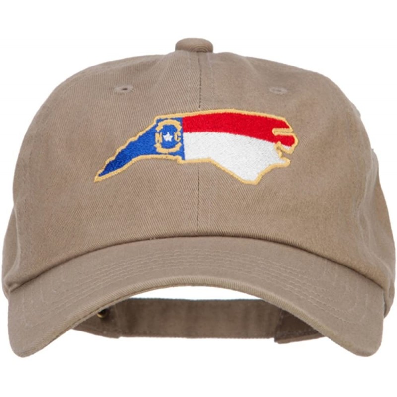 Baseball Caps North Carolina State Flag Map Embroidered Unstructured Washed Cap - Khaki - CT18EQ75GI2 $17.89