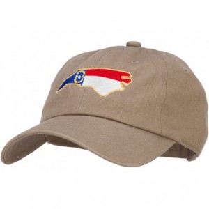 Baseball Caps North Carolina State Flag Map Embroidered Unstructured Washed Cap - Khaki - CT18EQ75GI2 $17.89