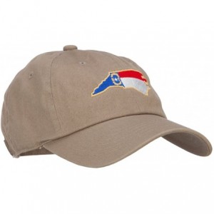 Baseball Caps North Carolina State Flag Map Embroidered Unstructured Washed Cap - Khaki - CT18EQ75GI2 $17.89