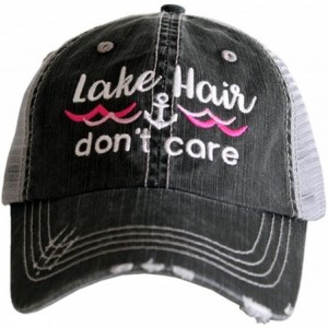 Baseball Caps Lake Hair Don't Care Waves Women's Baseball Hats Caps - Gray Hot Pink Waves - CQ180N9SQCZ $27.78