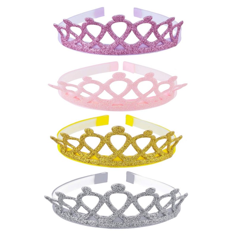Headbands Pink Purple Yellow Silver Glittery Tiara (4pc) Fashion Headbands - CR18INGIG42 $10.67
