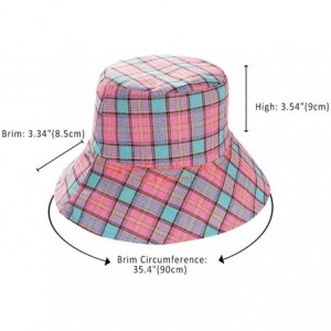 Bucket Hats Plaid Tartan Bucket Hats for Women Vintage Rollable Fisherman Sun Cap - C-hotpinkmulti - CV18QNDHNTA $24.55
