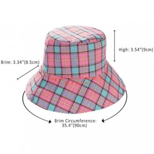 Bucket Hats Plaid Tartan Bucket Hats for Women Vintage Rollable Fisherman Sun Cap - C-hotpinkmulti - CV18QNDHNTA $15.38