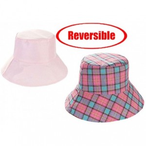 Bucket Hats Plaid Tartan Bucket Hats for Women Vintage Rollable Fisherman Sun Cap - C-hotpinkmulti - CV18QNDHNTA $15.38