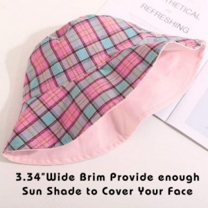 Bucket Hats Plaid Tartan Bucket Hats for Women Vintage Rollable Fisherman Sun Cap - C-hotpinkmulti - CV18QNDHNTA $15.38