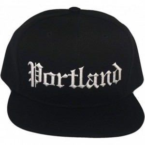 Baseball Caps Portland Flat Bill Snapback Flat Bill Cap (One Size- Black/White) - CA18OUI2HOH $17.70