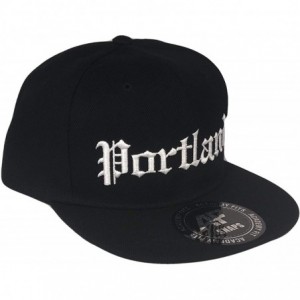 Baseball Caps Portland Flat Bill Snapback Flat Bill Cap (One Size- Black/White) - CA18OUI2HOH $17.70