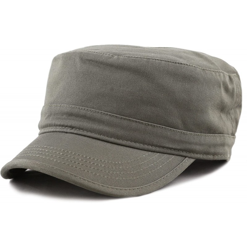 Baseball Caps Washed Cotton Basic & Distressed Cadet Cap Military Army Style Hat - 1. Basic - Olive - CI189ZYHSI9 $9.82