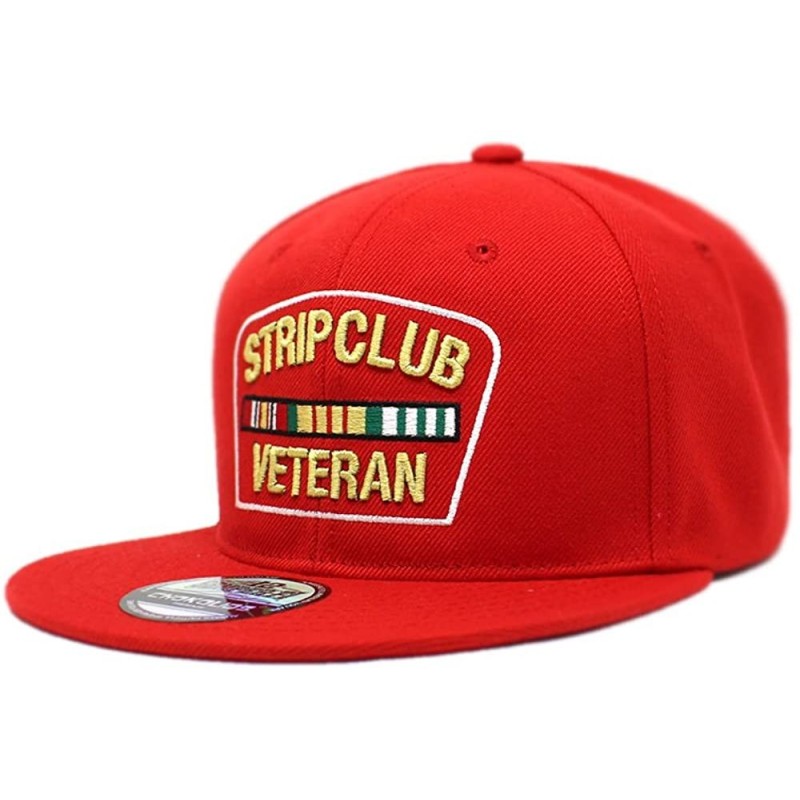 Baseball Caps Strip Club Veteran Flat Visor Ball Cap Baseball Cap Snapback Closure PS101 - Ps101 Red - C0188ZEICRA $20.08