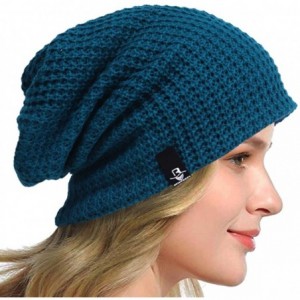 Berets Women's Slouchy Beanie Knit Beret Skull Cap Baggy Winter Summer Hat B08w - Solid Turquoise - C71980ICD7T $25.53