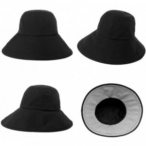 Bucket Hats Womens UPF50+ Summer Sunhat Bucket Packable Wide Brim Hats w/Chin Cord - 00021_black - C218RZTZK8C $18.37