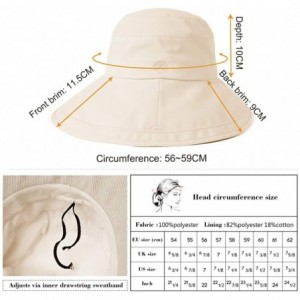 Bucket Hats Womens UPF50+ Summer Sunhat Bucket Packable Wide Brim Hats w/Chin Cord - 00021_black - C218RZTZK8C $18.37