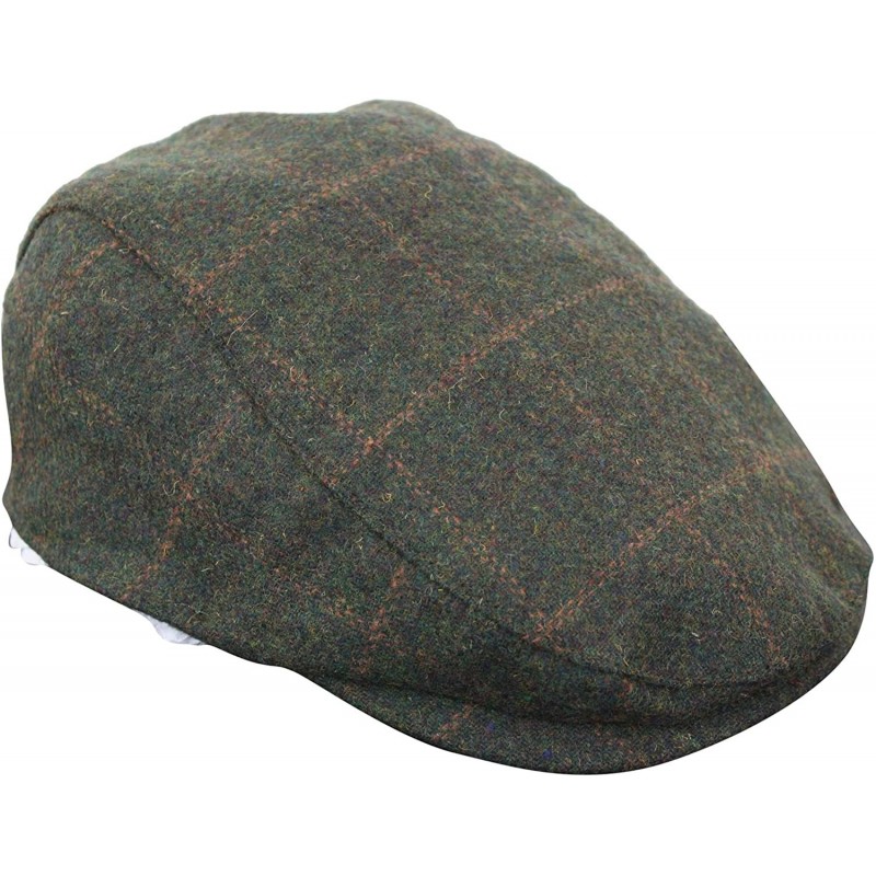 Baseball Caps Mens Herringbone Tweed Wool Check Grandad Flat Caps Hats Vintage Green Grey Blue Brown - Olive - CW18G3SRK3G $1...