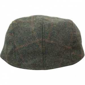 Baseball Caps Mens Herringbone Tweed Wool Check Grandad Flat Caps Hats Vintage Green Grey Blue Brown - Olive - CW18G3SRK3G $1...
