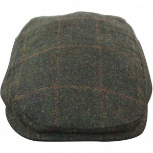 Baseball Caps Mens Herringbone Tweed Wool Check Grandad Flat Caps Hats Vintage Green Grey Blue Brown - Olive - CW18G3SRK3G $1...