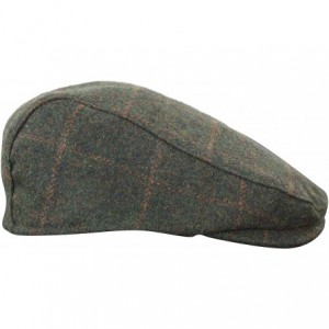 Baseball Caps Mens Herringbone Tweed Wool Check Grandad Flat Caps Hats Vintage Green Grey Blue Brown - Olive - CW18G3SRK3G $1...