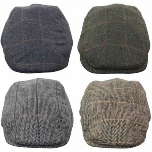 Baseball Caps Mens Herringbone Tweed Wool Check Grandad Flat Caps Hats Vintage Green Grey Blue Brown - Olive - CW18G3SRK3G $1...