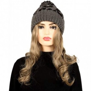 Skullies & Beanies Soft Fall Winter Knit Leopard Beanie Cap Big Pompom Hat for Women - Grey - CG18YYT80OR $11.09