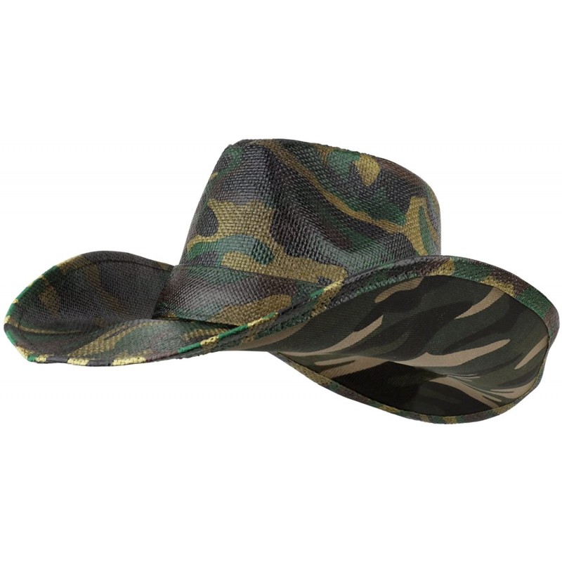 Cowboy Hats Woodland Camouflage Print Western Paper Straw Cowboy Hat - Camo - CM18GLG2EN0 $77.00
