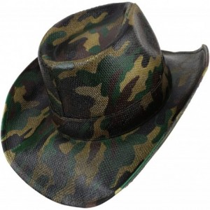 Cowboy Hats Woodland Camouflage Print Western Paper Straw Cowboy Hat - Camo - CM18GLG2EN0 $88.00