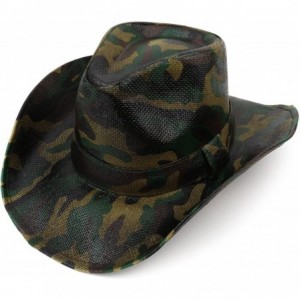 Cowboy Hats Woodland Camouflage Print Western Paper Straw Cowboy Hat - Camo - CM18GLG2EN0 $37.00