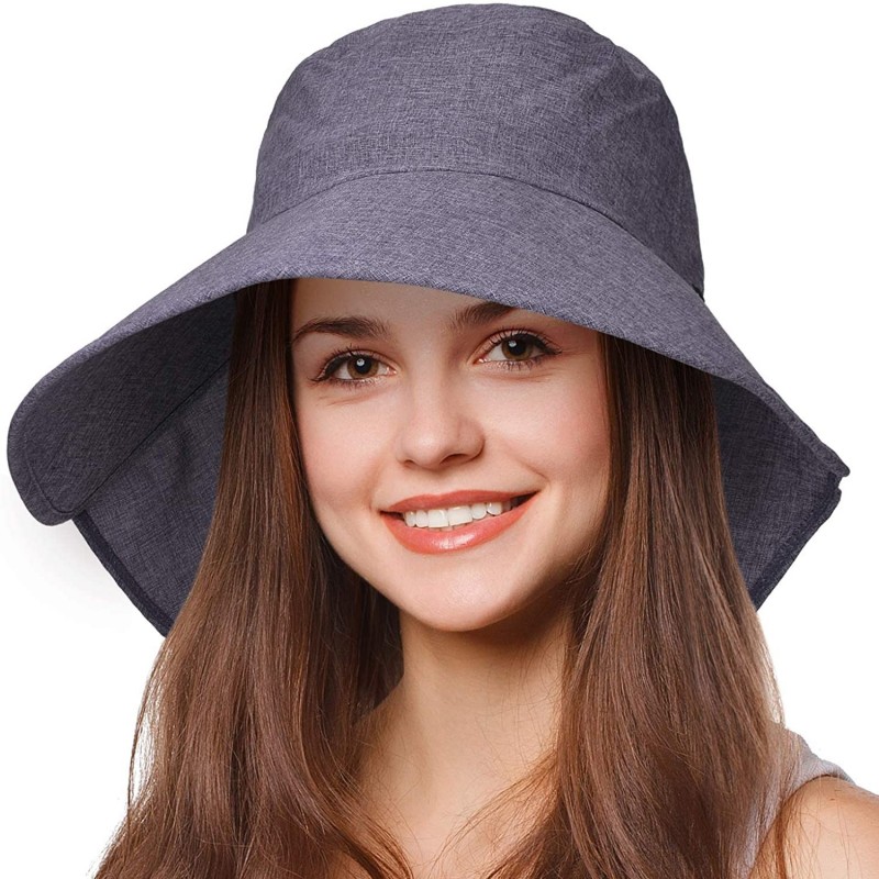 Sun Hats Safari Sun Hats for Women Fishing Hiking Cap with Neck Flap Wide Brim Hat - Purple - CF18ED5RKR0 $9.14