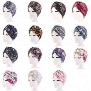 Skullies & Beanies Women's Cotton Turban Elastic Beanie Printing Sleep Bonnet Chemo Cap Hair Loss Hat - Black - CK18RQ33A5K $...