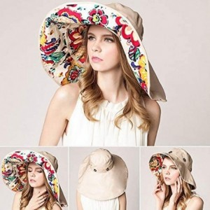 Sun Hats Women Floppy Crocheted Straw Hat Women Wide Large Brim Roll-up Sun Hat - Sun Hat-beige - C018WOQURS3 $28.59