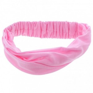 Headbands Pink Wide Cotton Head Band Solid Boho Yoga Style Soft Hairband - Pink - CG1854L3LHY $13.01