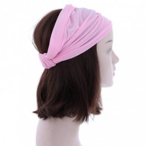 Headbands Pink Wide Cotton Head Band Solid Boho Yoga Style Soft Hairband - Pink - CG1854L3LHY $13.01