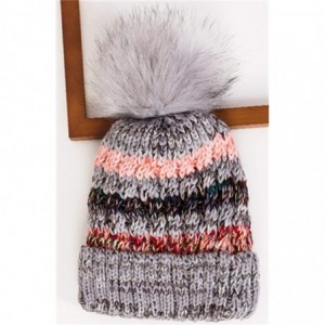 Skullies & Beanies Womens Winter Knit Beanie Hat Warm Fleece Pom Pom Slouchy Skull Ski Caps - Confetti Gray - CI18GKXO0DK $8.80