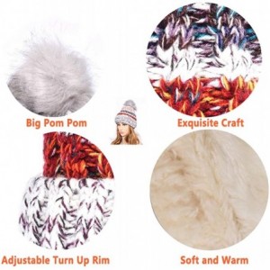 Skullies & Beanies Womens Winter Knit Beanie Hat Warm Fleece Pom Pom Slouchy Skull Ski Caps - Confetti Gray - CI18GKXO0DK $8.80