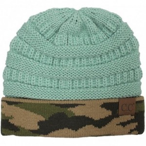 Skullies & Beanies Hot and New Camouflage Camoflage Print Knit Cuff Beanie Warm Winter Hat Skully Cap - Mint - C812N8UECA4 $1...