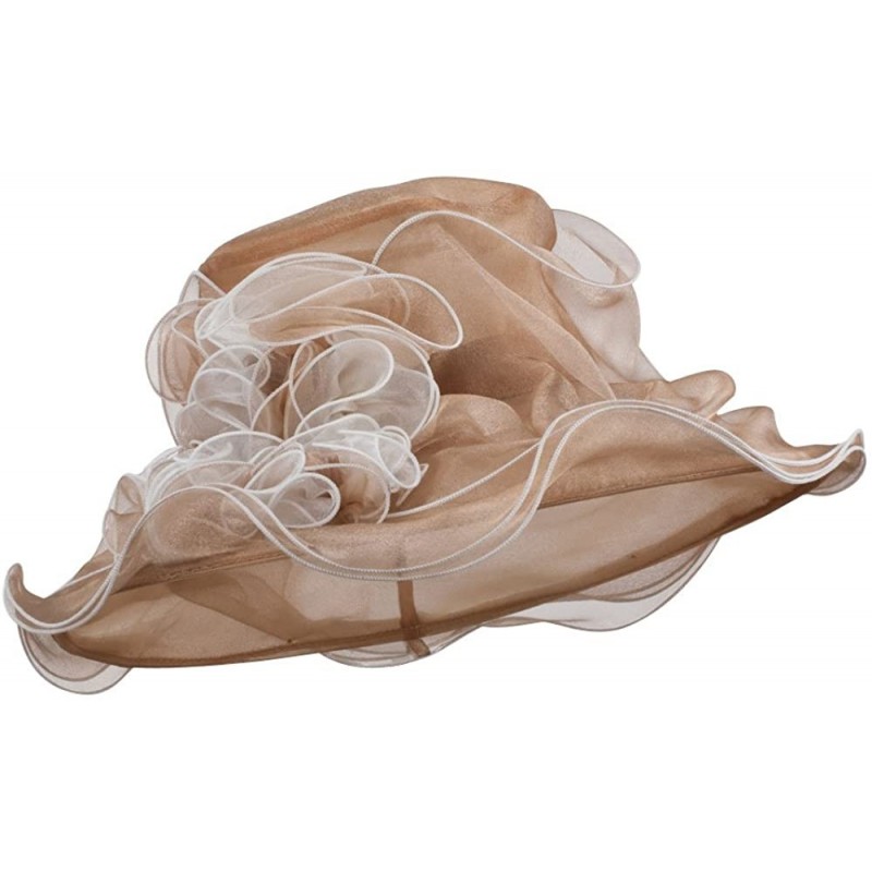 Sun Hats Two Tone Ruffle Accent Organza Hat - Natural - CW11XBRKQLT $48.79