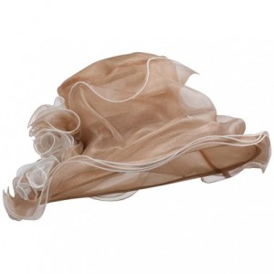 Sun Hats Two Tone Ruffle Accent Organza Hat - Natural - CW11XBRKQLT $48.79