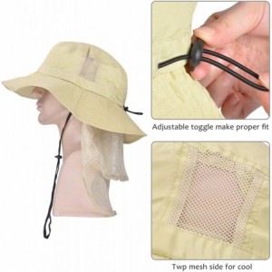 Sun Hats Outdoor Fishing Hat with Neck Flap Wide Brim Adjustable Safari Cap - 2 Stone Mesh - CK18QHGAKEC $15.10