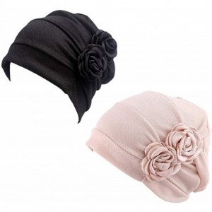 Skullies & Beanies Women Chemo Hat Beanie Flower Headscarf Turban Headwear for Cancer - 5b(2 Packs)15beige+15black - CP18SW95...
