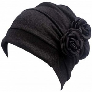 Skullies & Beanies Women Chemo Hat Beanie Flower Headscarf Turban Headwear for Cancer - 5b(2 Packs)15beige+15black - CP18SW95...