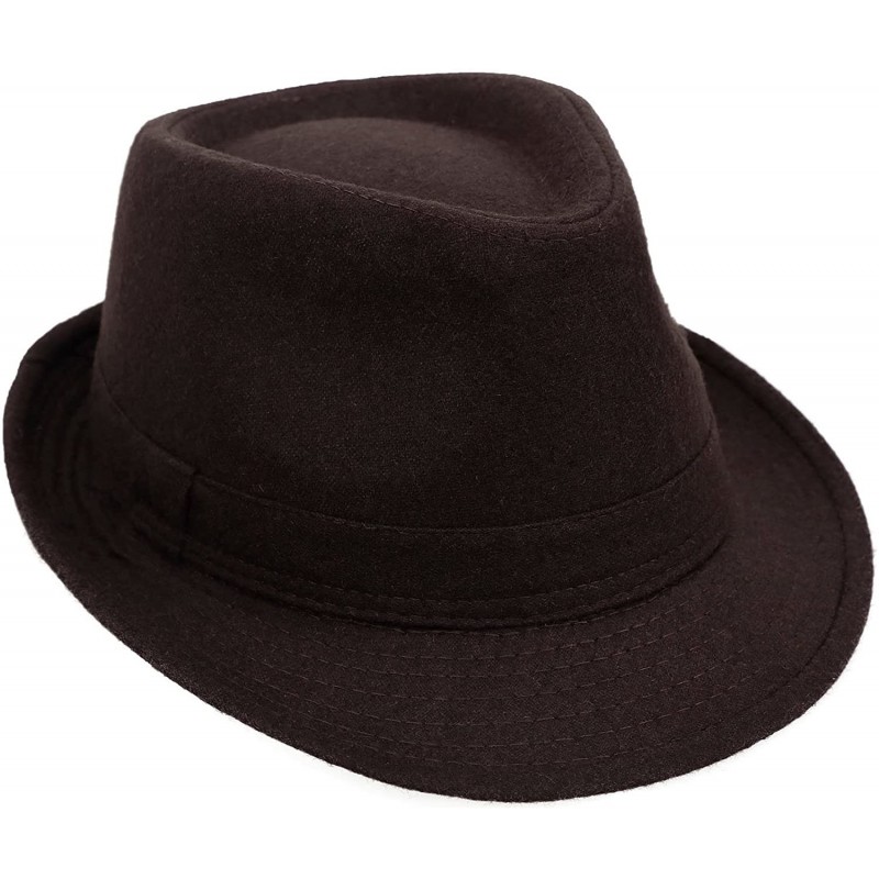 Fedoras Men/Women's Classic Short Brim Manhattan Fedora Hat - Brown - C41872OXHI8 $14.48