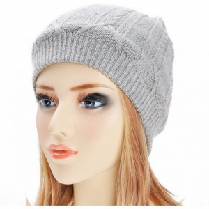 Skullies & Beanies Mens Winter Warm Cable Knit Beanies Hat Skullies Cap with Fleece Lining - Gray - CO186XQXAE8 $7.51