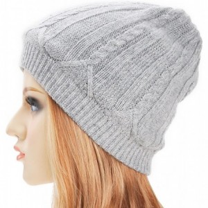 Skullies & Beanies Mens Winter Warm Cable Knit Beanies Hat Skullies Cap with Fleece Lining - Gray - CO186XQXAE8 $7.51